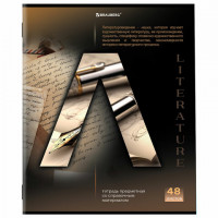 Тетрадь предметная "КЛАССИКА SCIENCE" 48 л., обложка картон, ЛИТЕРАТУРА, линия, подсказ, BRAUBERG