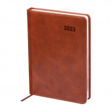 Ежедневник датированный 2023г. с вырубкой, А5, 176л., кожзам, OfficeSpace "Vesper Index", коричневый