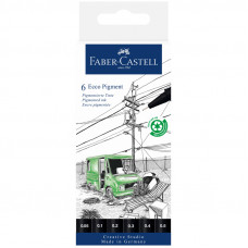 Набор капиллярных ручек Faber-Castell "Ecco Pigment" черные, 6шт., 0,05/0,1/ 0,2/0,3/0,4/0,5мм, европодвес