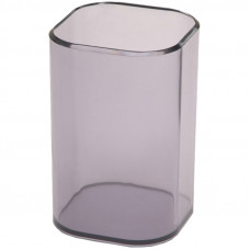 Подставка-стакан СТАММ "Визит", пластик, квадратный, тонированный серый