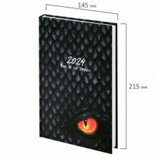 Ежедневник датированный 2024 145х215 мм, А5, STAFF, ламинированная обложка, "Dragon"