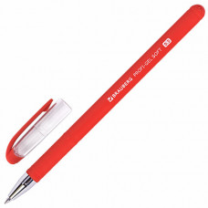 Ручка гелевая BRAUBERG Profi-Gel SOFT, КРАСНАЯ, линия письма 0,4 мм, стандартный наконечник 0,5 мм, прорезиненный корпус SOFT-TOUCH