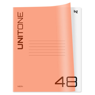 Тетрадь 48л. клетка BG "UniTone. Neon", пластиковая обложка, неон оранжевый