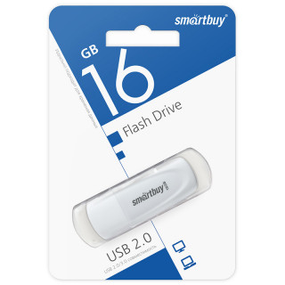 Память Smart Buy "Scout" 16GB, USB 2.0 Flash Drive, белый