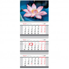 Календарь квартальный 3бл. на 3гр. OfficeSpace Mini "Цветок лотоса", 2022г.