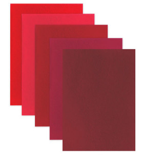 Цветной фетр для творчества, А4, ОСТРОВ СОКРОВИЩ, 5 листов, 5 цветов, толщина 2 мм, оттенки красного
