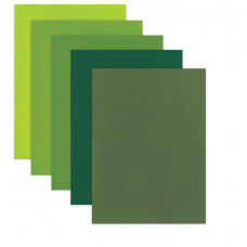 Цветной фетр для творчества, А4, ОСТРОВ СОКРОВИЩ, 5 листов, 5 цветов, толщина 2 мм, оттенки зеленого