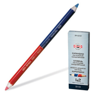 Карандаш двухцветный утолщённый KOH-I-NOOR, 1 шт., красно-синий, грифель 3,8 мм