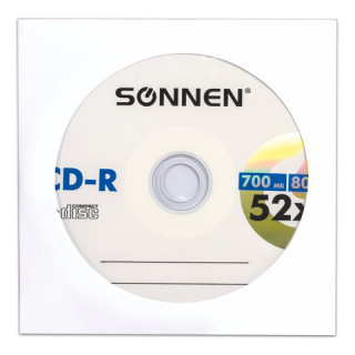 Диск CD-R SONNEN, 700 Mb, 52x, бумажный конверт.