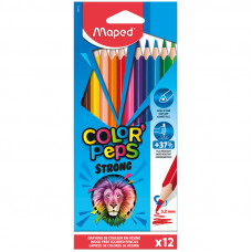 Карандаши цветные пластиковые Maped "Color'Peps Strong" 12цв.,трехран., заточен., картон, европодвес