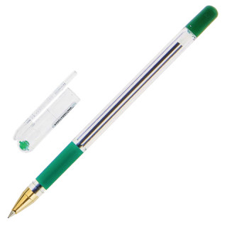 Ручка шариковая масляная MUNHWA "MC Gold", корпус прозрачный, узел 0,5 мм, линия 0,3 мм, зеленая