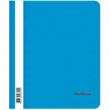 Папка-скоросшиватель пластик. Berlingo, А5, 180мкм, синяя с прозр. верхом, индив. ШК