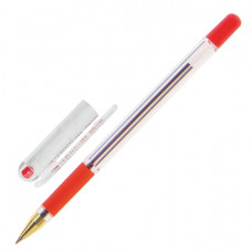 Ручка шариковая масляная MUNHWA "MC Gold", корпус прозрачный, 0,5 мм, линия 0,3 мм, красная