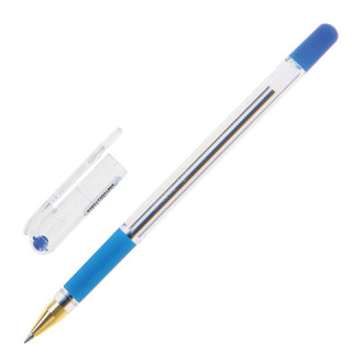 Ручка шариковая масляная MUNHWA "MC Gold", корпус прозрачный, 0,5 мм, линия 0,3 мм, синяя