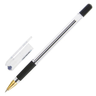 Ручка шариковая масляная MUNHWA "MC Gold", корпус прозрачный, 0,5 мм, линия 0,3 мм, черная