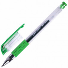 Ручка гелевая с грипом BRAUBERG "EXTRA GT", ЗЕЛЕНАЯ, стандартный узел 0,5 мм, линия 0,35 мм