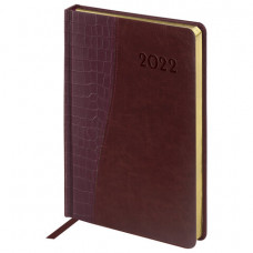 Ежедневник датированный 2022 А5 138x213 мм BRAUBERG "Cayman", под кожу, коричневый