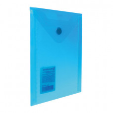 Папка-конверт с кнопкой МАЛОГО ФОРМАТА (105х148 мм), А6, синяя, 0,18 мм, BRAUBERG