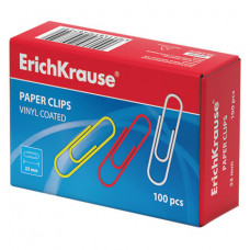 Скрепки ERICH KRAUSE, 33 мм, цветные, 100 шт., в картонной коробке