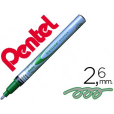 Маркер двуцветный контурный Pentel "Outline Marker", серебристо-зеленый.