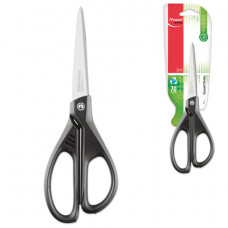 Ножницы MAPED (Франция) "Essentials Green", 210 мм, черные, эргономичные ручки, картонная упаковка с европодвесом