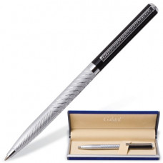 Ручка подарочная шариковая GALANT "Landsberg", корпус серебристый с черным, хромированные детали, пишущий узел 0,7 мм, синяя